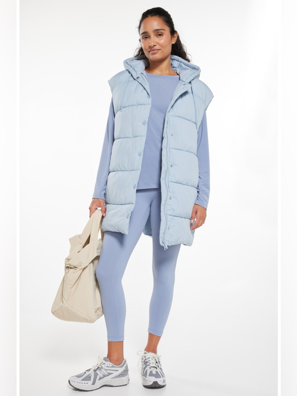 Zella Quilted Hooded Longline Puffer Vest Medium NWT